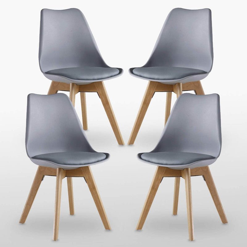 5PCs Dining Set - a White Halo Dining Table & Set of 4 Lorenzo Tulip Dining Chairs with Padded Seat - Joe’s Haven
