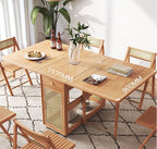 Nydia Foldable Dining Table Set With Storage, Rattan, Solid Wood - Joe’s Haven