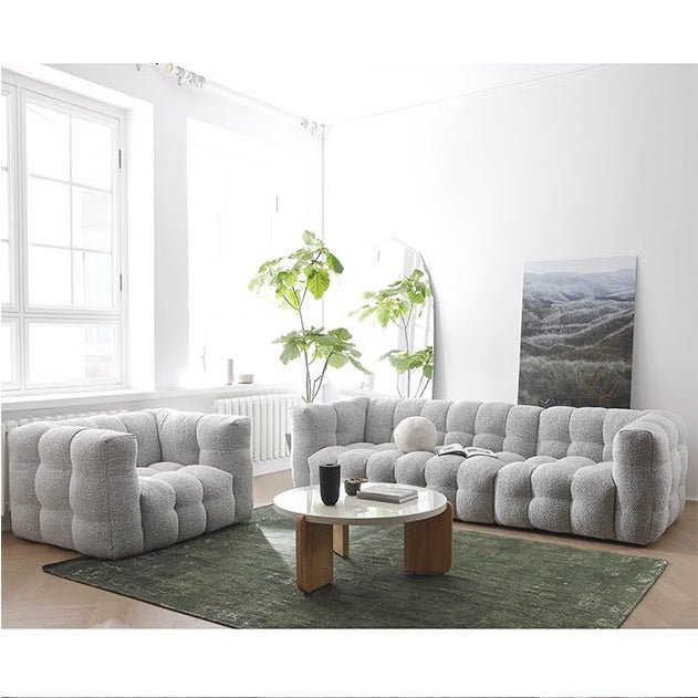 Zobah Two Seater, Three Seater Sofa, Grey Boucle - Joe’s Haven