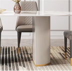 Costanza Oval Dining Table, Sintered Stone, White