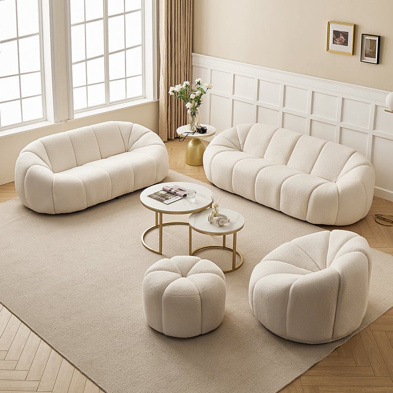 Arsav Pumpkin Armchair, White Boucle - Joe’s Haven