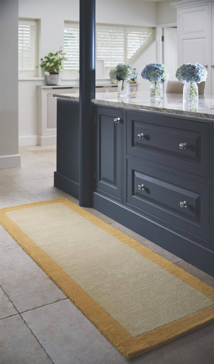 Bordered Yellow Wool Rug - Joe’s Haven