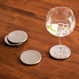 Set of Four Hammered Effect Stainless Steel Coasters | Mixology