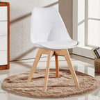 5PCs Dining Set - a White Halo Dining Table & Set of 4 Lorenzo Tulip Dining Chairs with Padded Seat - Joe’s Haven