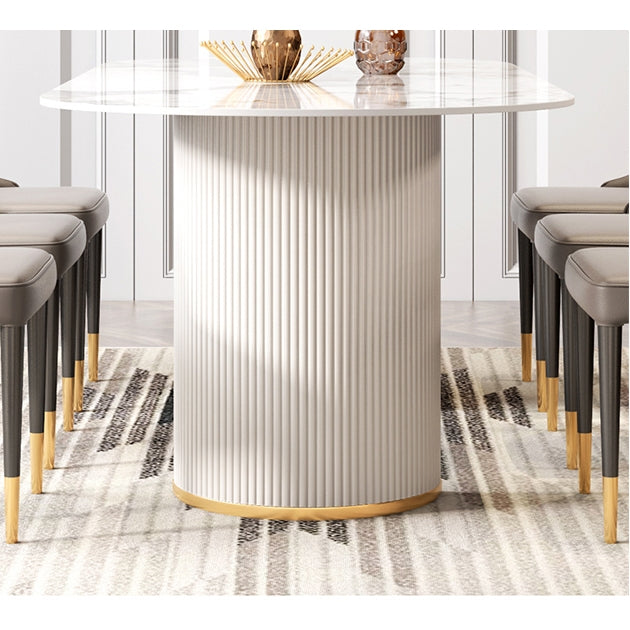 Costanza Oval Dining Table, Sintered Stone, White