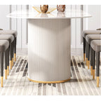 Costanza Oval Dining Table, Sintered Stone, White