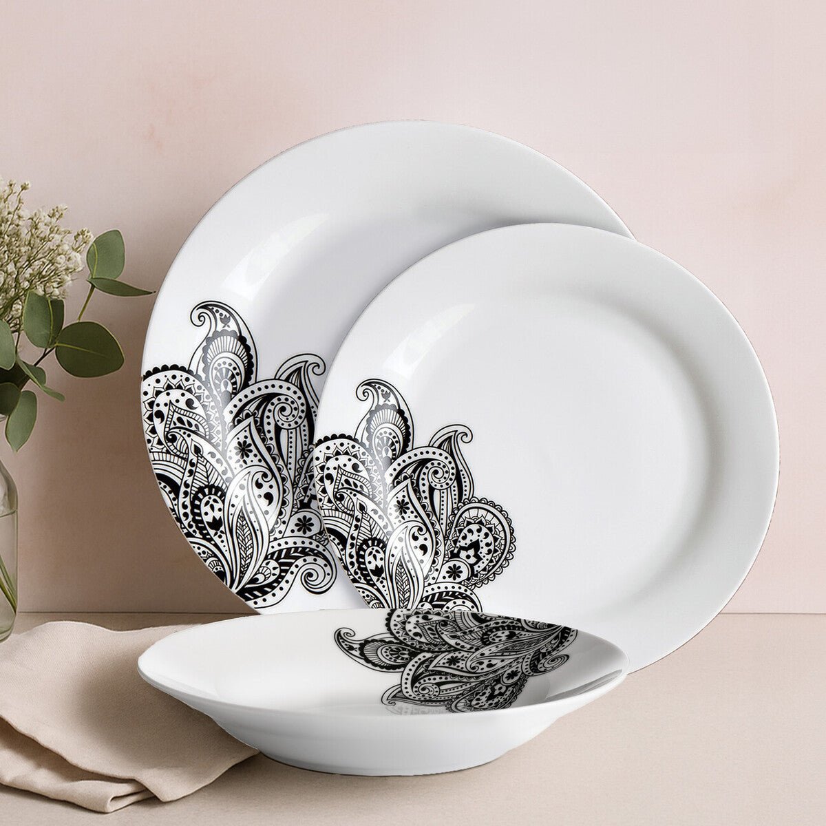 Avie Prince 12 Piece Black Dinner Set - Joe’s Haven
