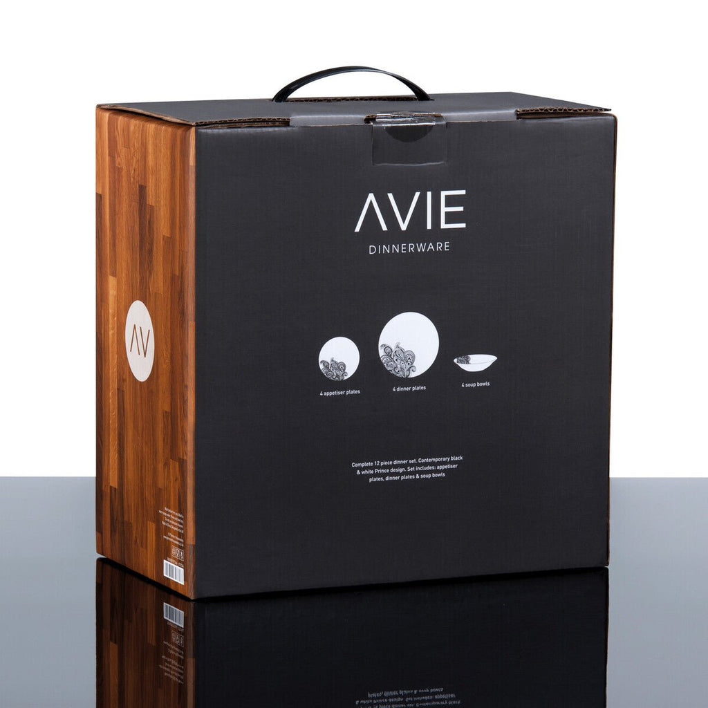 Avie Prince 12 Piece Black Dinner Set - Joe’s Haven