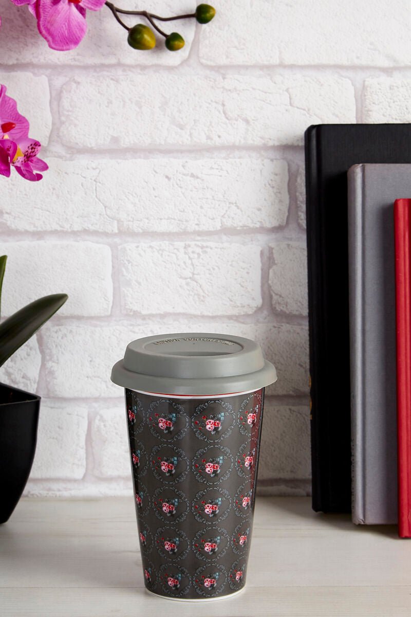 Taza Ditsy Floral Ceramic Travel Mug with Silicone Lid - Joe’s Haven