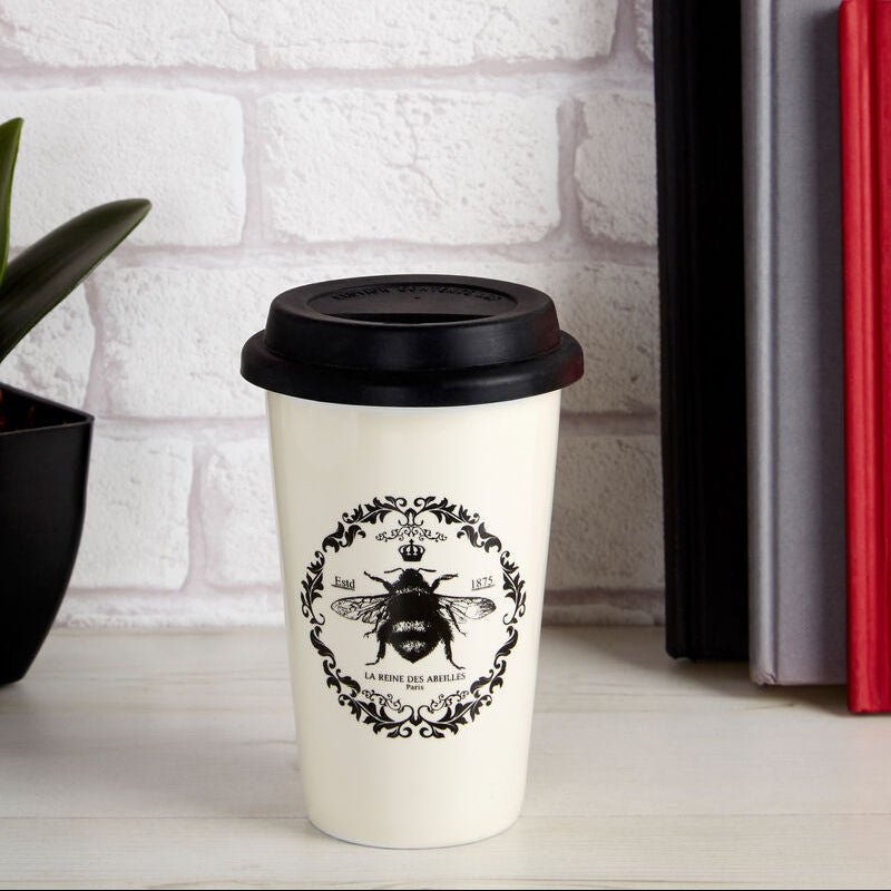 Taza Queen Bee Ceramic Travel Mug With Silicone Lid - Joe’s Haven