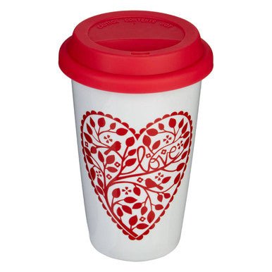 Taza Heart Design Ceramic Travel Mug with Silicone Lid - Joe’s Haven