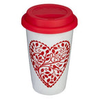 Taza Heart Design Ceramic Travel Mug with Silicone Lid - Joe’s Haven