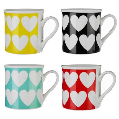 Set Of Four Heart Design Mugs - Joe’s Haven
