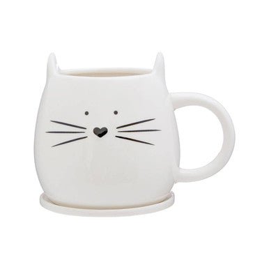Ivory Cat Mug And Coaster - Joe’s Haven