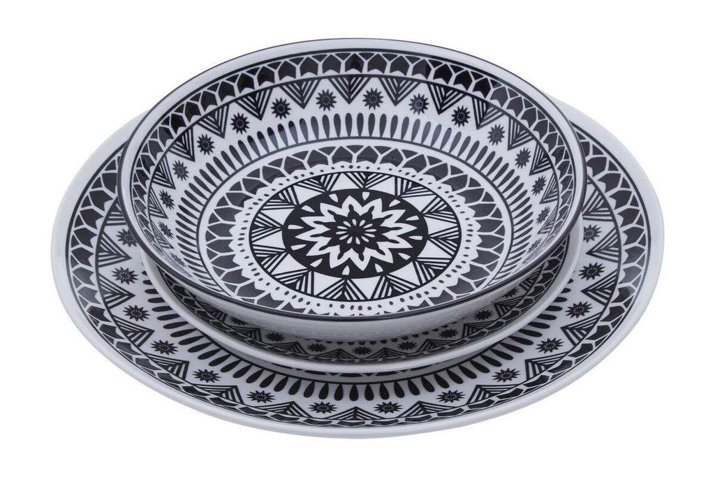 Maya 12 Piece Black And White Dinner Set - Joe’s Haven