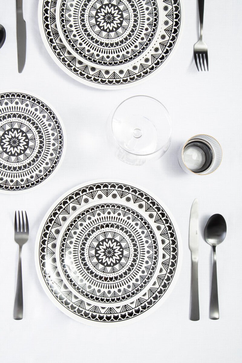 Maya 12 Piece Black And White Dinner Set - Joe’s Haven