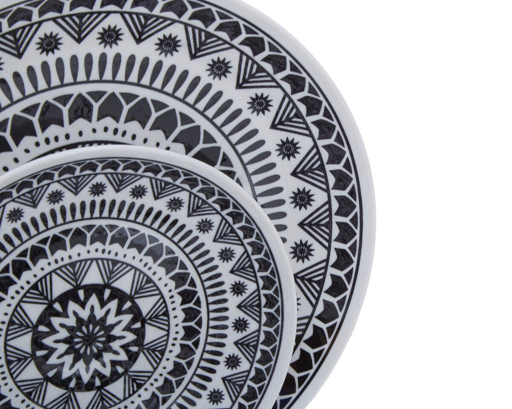 Maya 12 Piece Black And White Dinner Set - Joe’s Haven