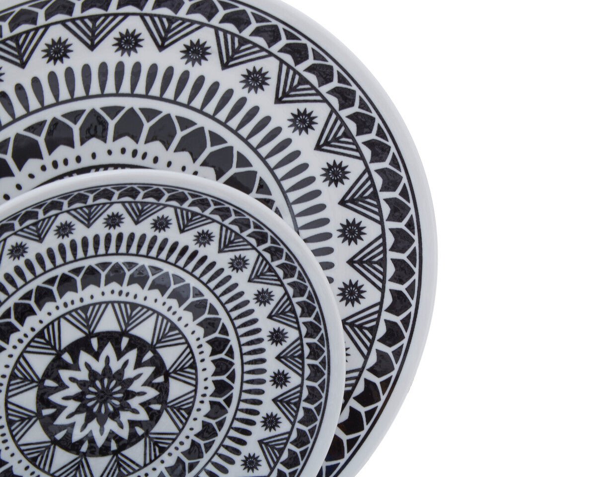 Maya 12 Piece Black And White Dinner Set - Joe’s Haven