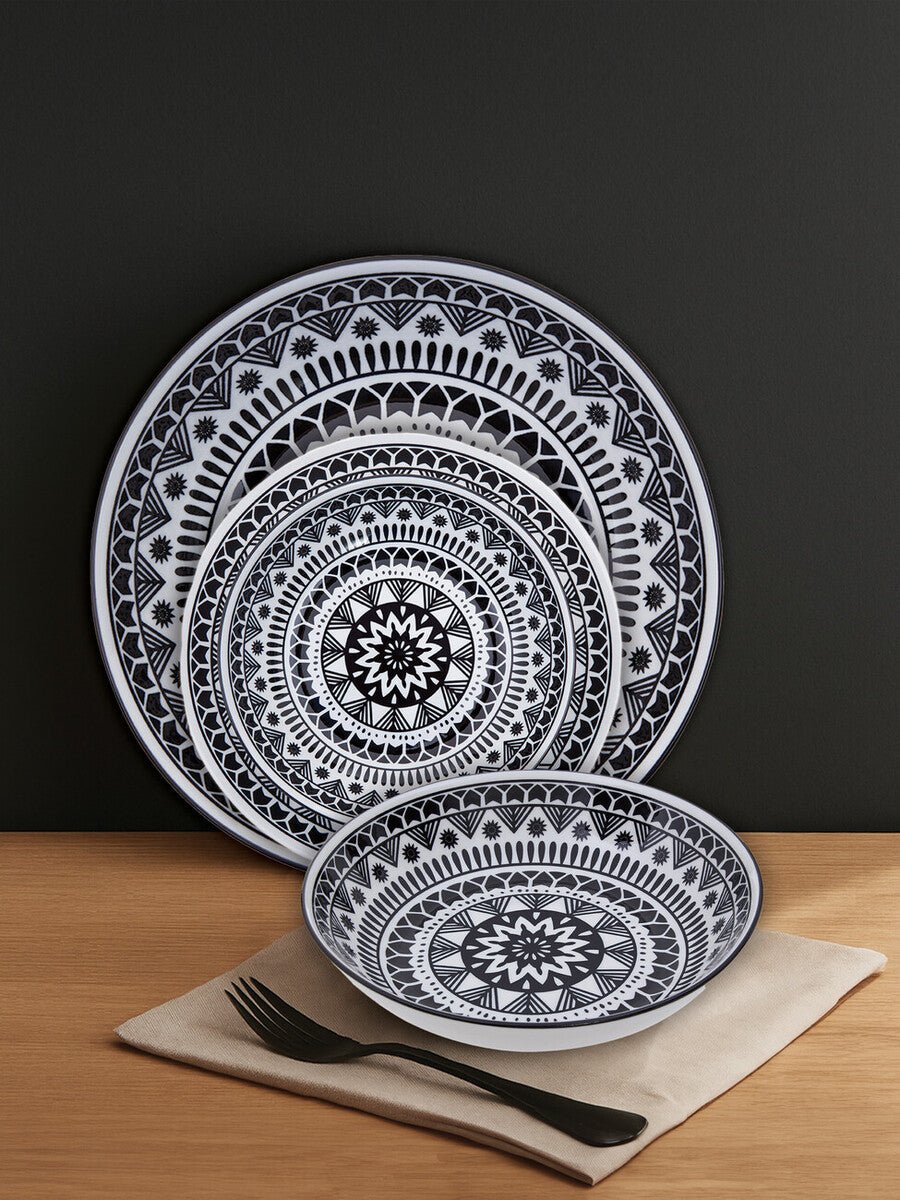 Maya 12 Piece Black And White Dinner Set - Joe’s Haven