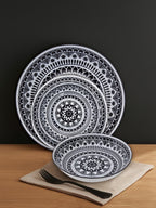 Maya 12 Piece Black And White Dinner Set - Joe’s Haven