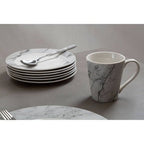 Avie 16Pc White And Grey Marble Effect Dinner Set - Joe’s Haven