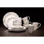 Avie 16Pc White And Grey Marble Effect Dinner Set - Joe’s Haven