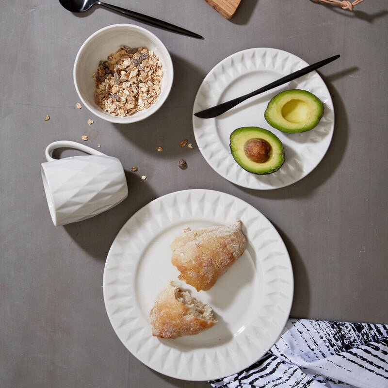 Avie 16 Pc Embossed Geo Dinner Set - Joe’s Haven