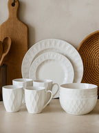 Avie 16 Pc Embossed Geo Dinner Set - Joe’s Haven