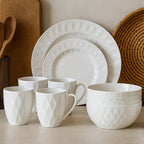 Avie 16 Pc Embossed Geo Dinner Set - Joe’s Haven