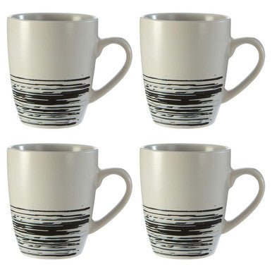 Middag Set Of 4 White And Bark Effect Mugs - Joe’s Haven
