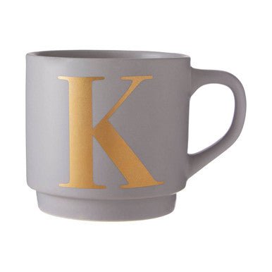 Signet Grey Monogram Mug, K - Joe’s Haven
