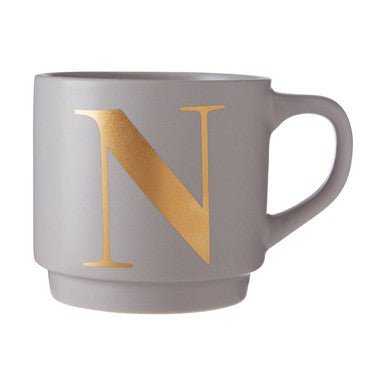Signet Grey Monogram Mug, N - Joe’s Haven
