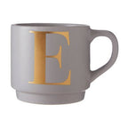 Signet Grey Monogram Mug, E - Joe’s Haven