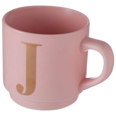Signet Pink Monogram Mug, J - Joe’s Haven