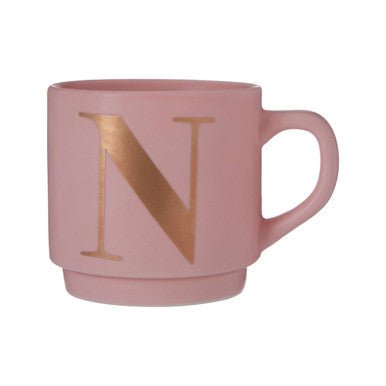 Signet Pink Monogram Mug, N - Joe’s Haven