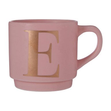 Signet Pink Monogram Mug, E - Joe’s Haven