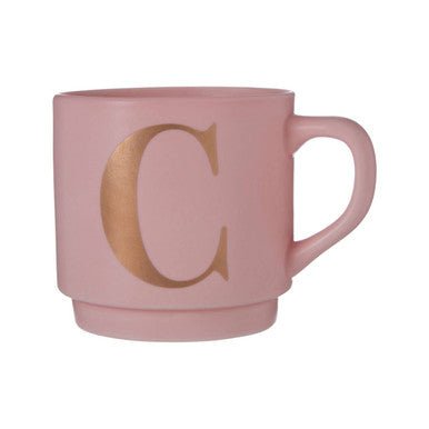 Signet Pink Monogram Mug, C - Joe’s Haven