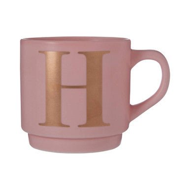 Signet Pink Monogram Mug, H - Joe’s Haven