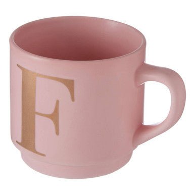 Signet Pink Monogram Mug, F - Joe’s Haven