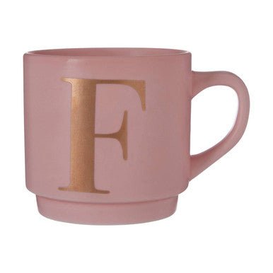 Signet Pink Monogram Mug, F - Joe’s Haven