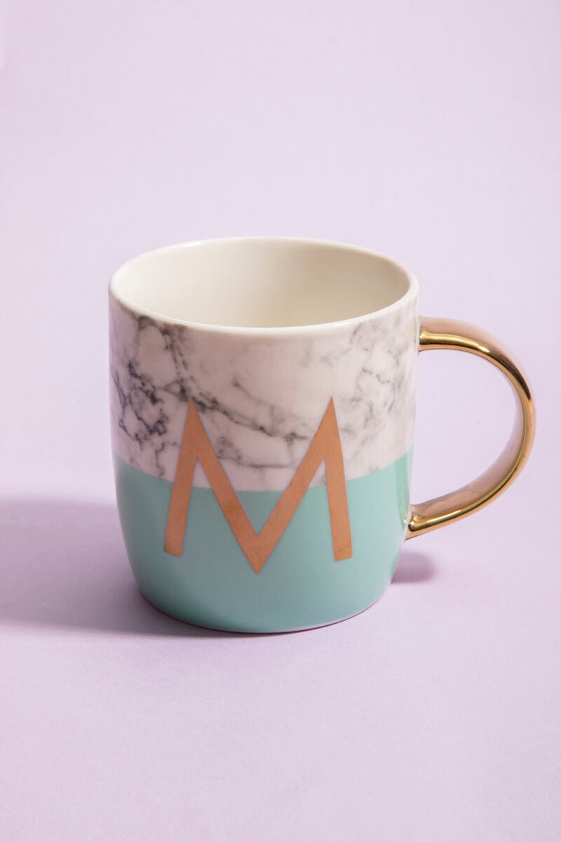 Frosted Deco Marble Effect and Pastel Green Monogram Mug, M - Joe’s Haven