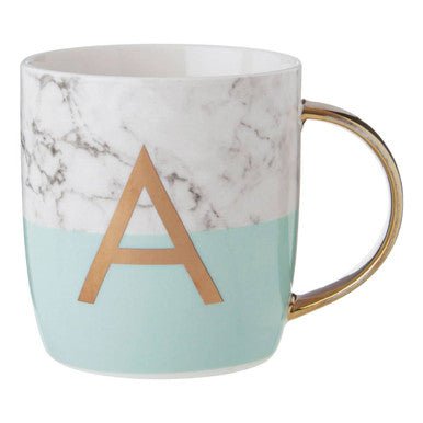 Frosted Deco Marble Effect and Pastel Green Monogram Mug, A - Joe’s Haven