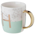 Frosted Deco Marble Effect and Pastel Green Monogram Mug, H - Joe’s Haven