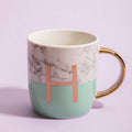 Frosted Deco Marble Effect and Pastel Green Monogram Mug, H - Joe’s Haven