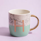 Frosted Deco Marble Effect and Pastel Green Monogram Mug, H - Joe’s Haven
