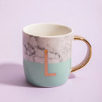 Frosted Deco Marble Effect and Pastel Green Monogram Mug, L - Joe’s Haven