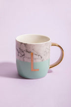 Frosted Deco Marble Effect and Pastel Green Monogram Mug, L - Joe’s Haven
