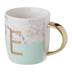 Frosted Deco Marble Effect and Pastel Green Monogram Mug, E - Joe’s Haven