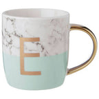 Frosted Deco Marble Effect and Pastel Green Monogram Mug, E - Joe’s Haven