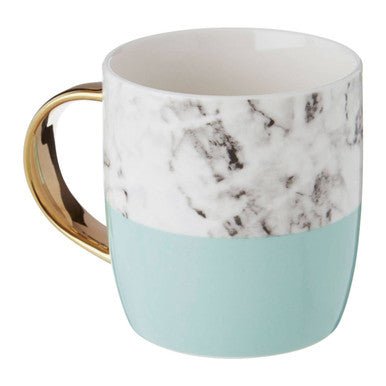 Frosted Deco Marble Effect and Pastel Green Monogram Mug, K - Joe’s Haven